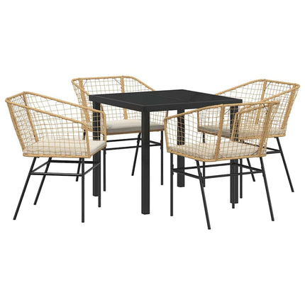 Trädgårdsmöbelset 5 pcs Brun konstrotting