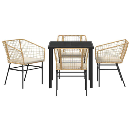 Trädgårdsmöbelset 5 pcs Brun konstrotting