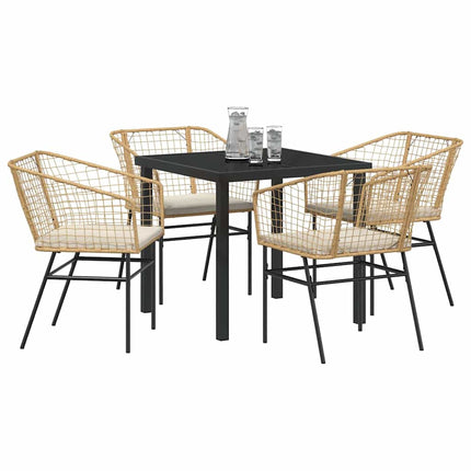 Trädgårdsmöbelset 5 pcs Brun konstrotting