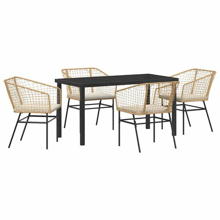 Trädgårdsmöbelset 5 pcs Brun konstrotting