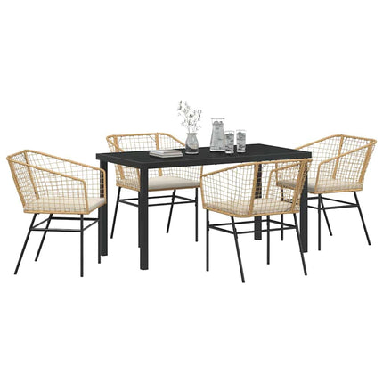 Trädgårdsmöbelset 5 pcs Brun konstrotting
