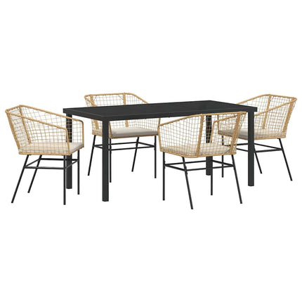 Trädgårdsmöbelset 5 pcs Brun konstrotting