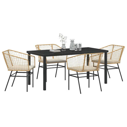 Trädgårdsmöbelset 5 pcs Brun konstrotting