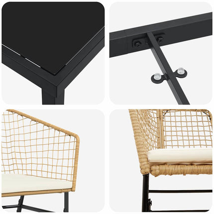 Trädgårdsmöbelset 7 pcs Brun konstrotting