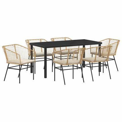 Trädgårdsmöbelset 7 pcs Brun konstrotting