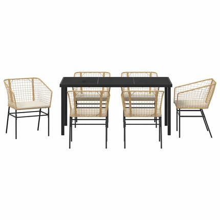 Trädgårdsmöbelset 7 pcs Brun konstrotting