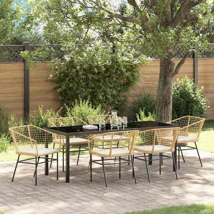 Trädgårdsmöbelset 7 pcs Brun konstrotting