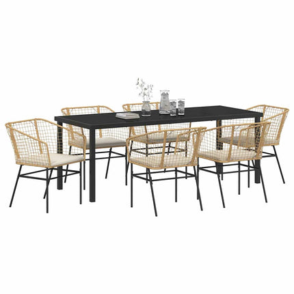 Trädgårdsmöbelset 7 pcs Brun konstrotting