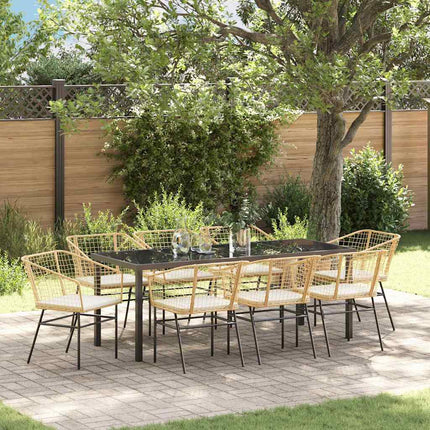 Trädgårdsmöbelset 9 pcs Brun konstrotting
