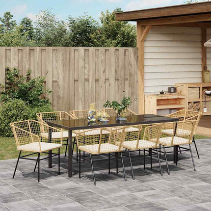 Trädgårdsmöbelset 9 pcs Brun konstrotting