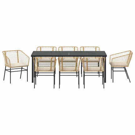 Trädgårdsmöbelset 9 pcs Brun konstrotting
