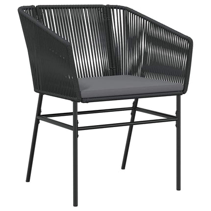 Trädgårdsmöbelset med kudde 3 pcs Svart Pulverlackerat stål