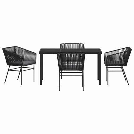 Trädgårdsmöbelset med kudde 5 pcs Svart Pulverlackerat stål