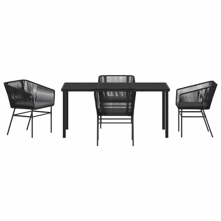 Trädgårdsmöbelset med kudde 5 pcs Svart Pulverlackerat stål