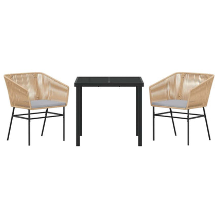 Trädgårdsmöbelset med kudde 3 pcs Brun Pulverlackerat stål