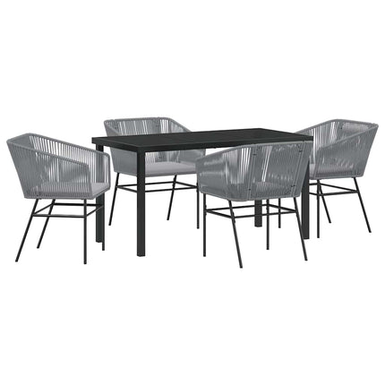 Trädgårdsmöbelset med kudde 5 pcs Grå Pulverlackerat stål
