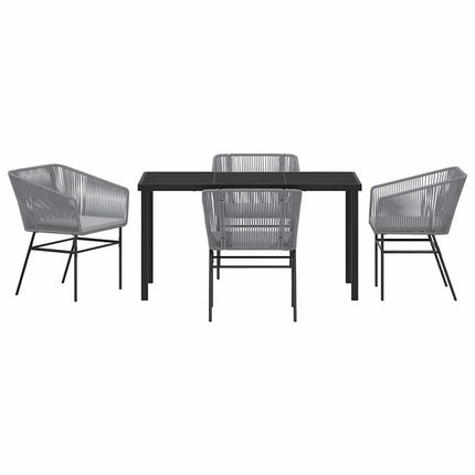 Trädgårdsmöbelset med kudde 5 pcs Grå Pulverlackerat stål