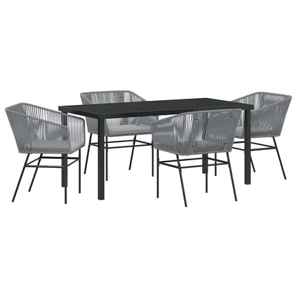 Trädgårdsmöbelset med kudde 5 pcs Grå Pulverlackerat stål