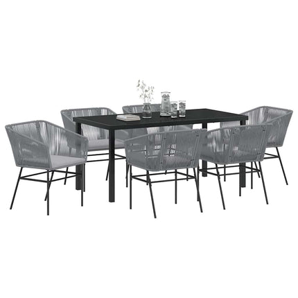 Trädgårdsmöbelset med kudde 7 pcs Grå Pulverlackerat stål