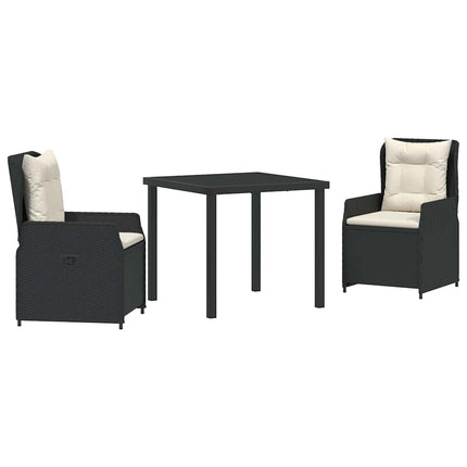 Trädgårdsmöbelset 3 pcs Svart konstrotting