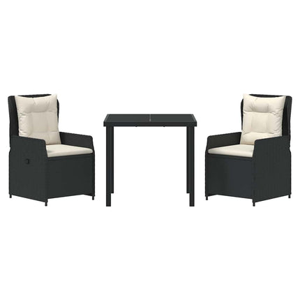 Trädgårdsmöbelset 3 pcs Svart konstrotting