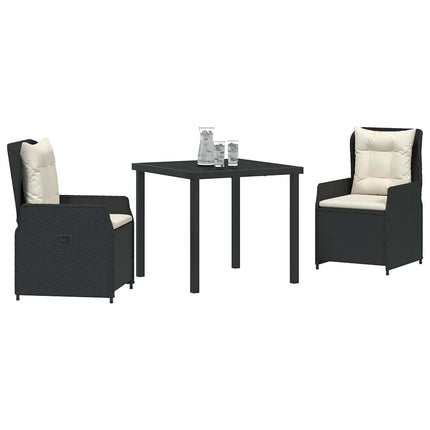 Trädgårdsmöbelset 3 pcs Svart konstrotting