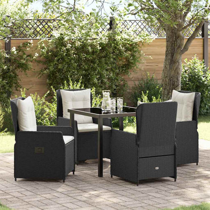 Trädgårdsmöbelset 5 pcs Svart konstrotting