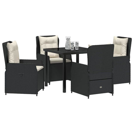 Trädgårdsmöbelset 5 pcs Svart konstrotting