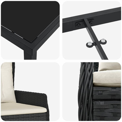 Trädgårdsmöbelset 5 pcs Svart konstrotting