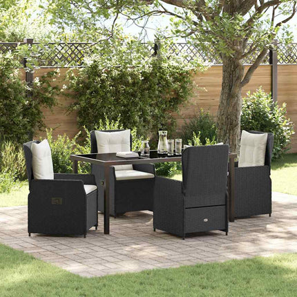 Trädgårdsmöbelset 5 pcs Svart konstrotting