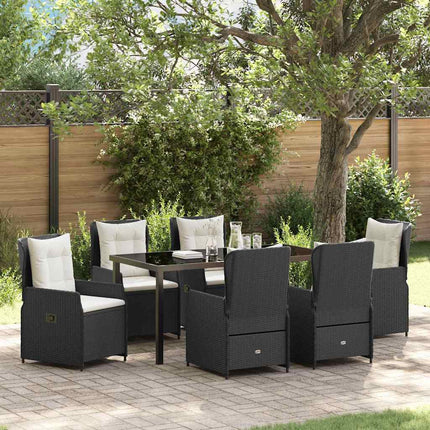 Trädgårdsmöbelset 7 pcs Svart konstrotting