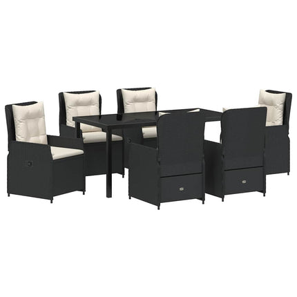 Trädgårdsmöbelset 7 pcs Svart konstrotting