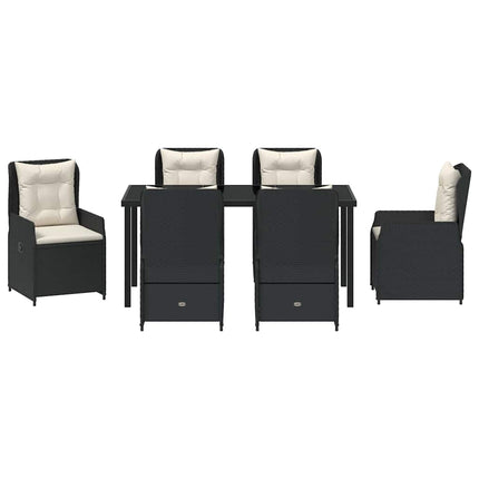 Trädgårdsmöbelset 7 pcs Svart konstrotting