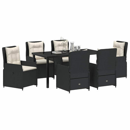 Trädgårdsmöbelset 7 pcs Svart konstrotting