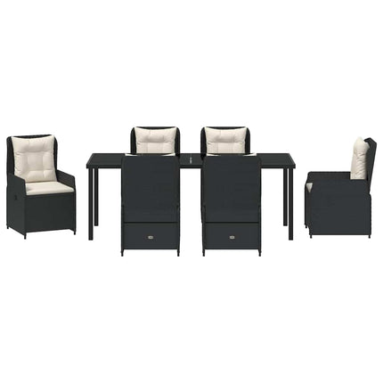 Trädgårdsmöbelset 7 pcs Svart konstrotting