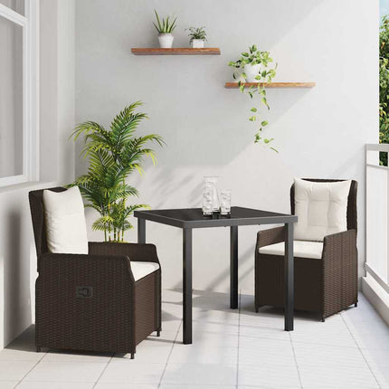 Trädgårdsmöbelset 3 pcs Brun konstrotting