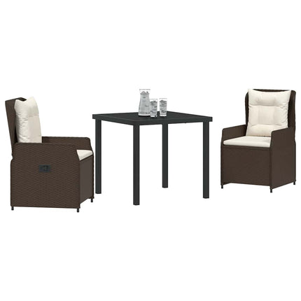 Trädgårdsmöbelset 3 pcs Brun konstrotting
