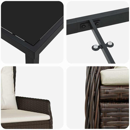 Trädgårdsmöbelset 7 pcs Brun konstrotting