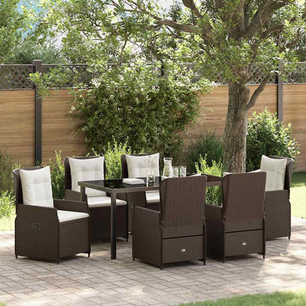 Trädgårdsmöbelset 7 pcs Brun konstrotting