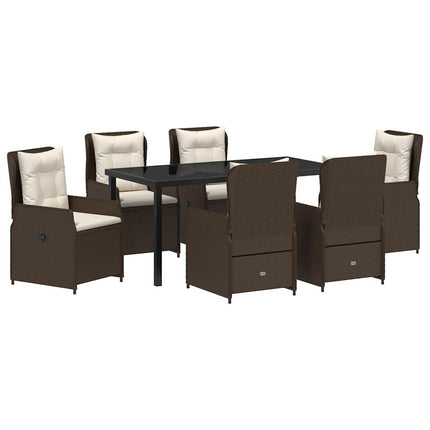 Trädgårdsmöbelset 7 pcs Brun konstrotting
