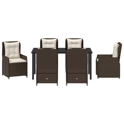 Trädgårdsmöbelset 7 pcs Brun konstrotting