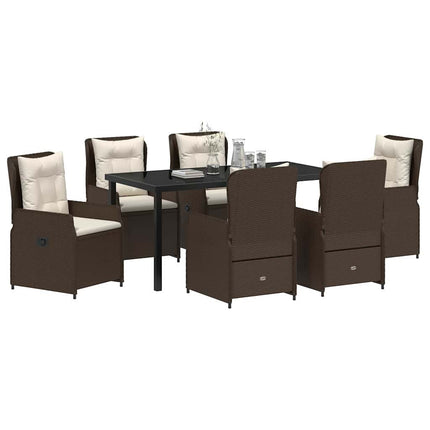 Trädgårdsmöbelset 7 pcs Brun konstrotting