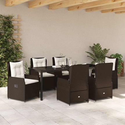 Trädgårdsmöbelset 7 pcs Brun konstrotting