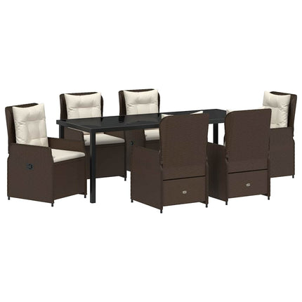 Trädgårdsmöbelset 7 pcs Brun konstrotting