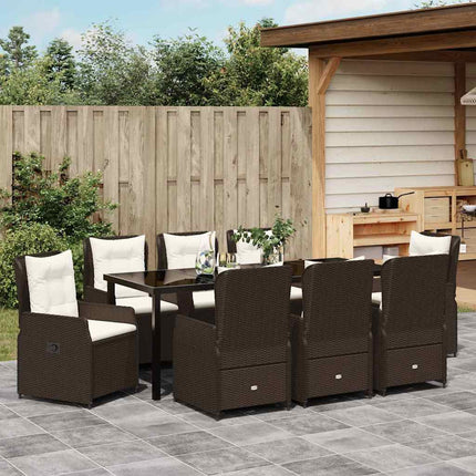 Trädgårdsmöbelset 9 pcs Brun konstrotting