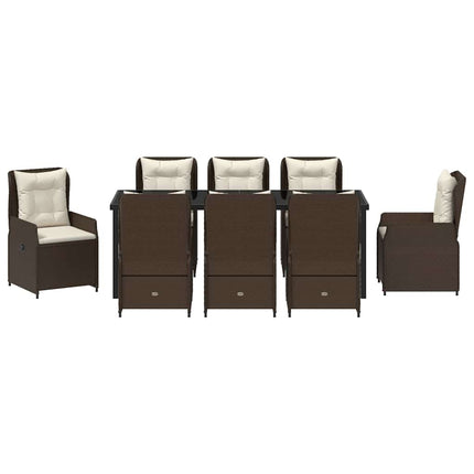 Trädgårdsmöbelset 9 pcs Brun konstrotting