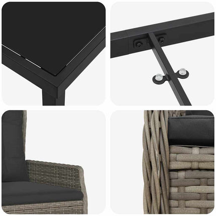 Trädgårdsmöbelset 3 pcs Grå konstrotting