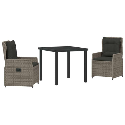 Trädgårdsmöbelset 3 pcs Grå konstrotting