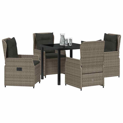 Trädgårdsmöbelset 5 pcs Grå konstrotting
