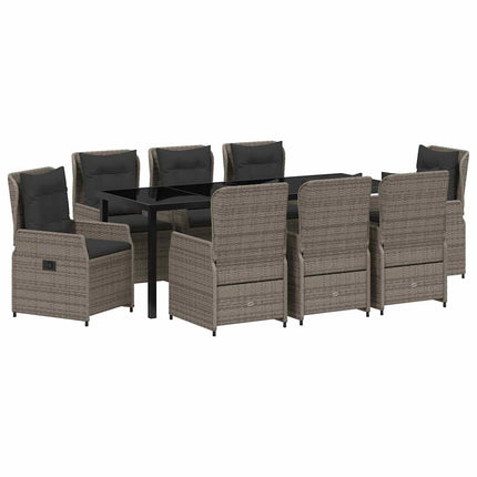 Trädgårdsmöbelset 9 pcs Grå konstrotting